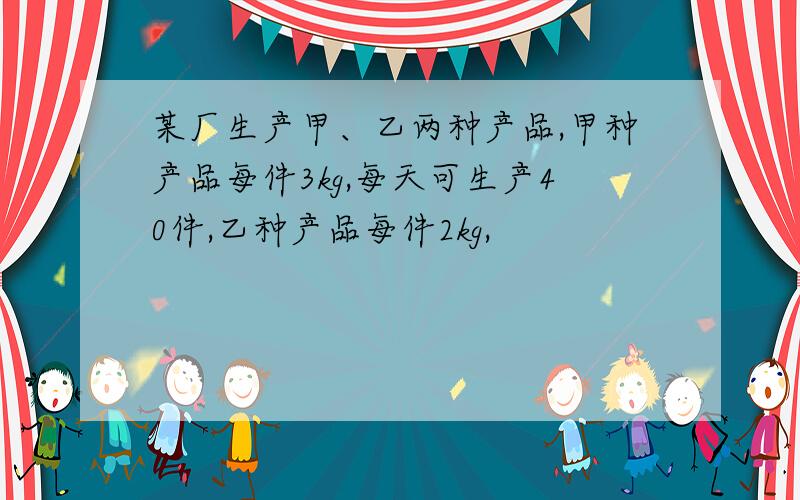 某厂生产甲、乙两种产品,甲种产品每件3kg,每天可生产40件,乙种产品每件2kg,