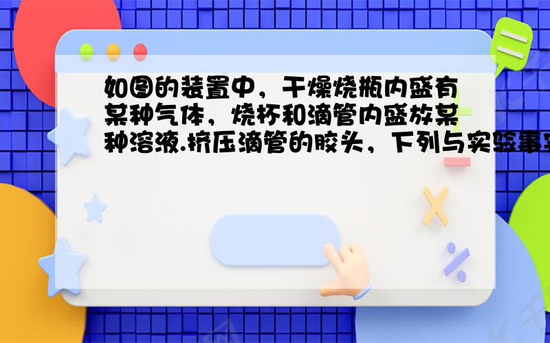 如图的装置中，干燥烧瓶内盛有某种气体，烧杯和滴管内盛放某种溶液.挤压滴管的胶头，下列与实验事实不相符的是（　　）