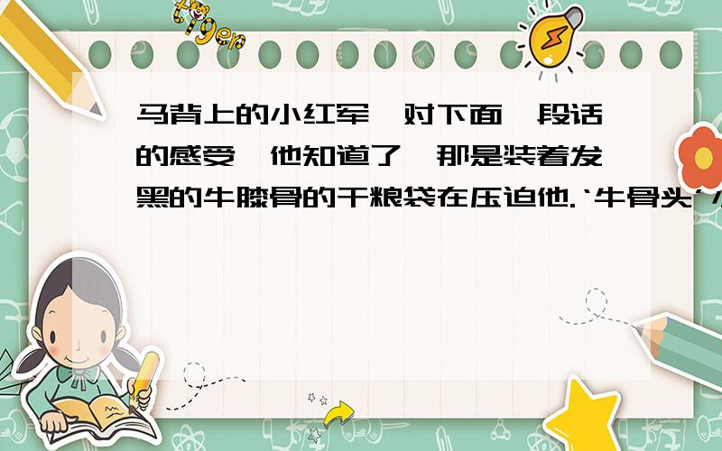 马背上的小红军,对下面一段话的感受【他知道了,那是装着发黑的牛膝骨的干粮袋在压迫他.‘牛骨头’小红军