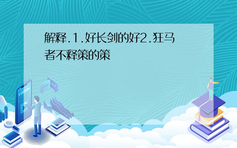 解释.1.好长剑的好2.狂马者不释策的策