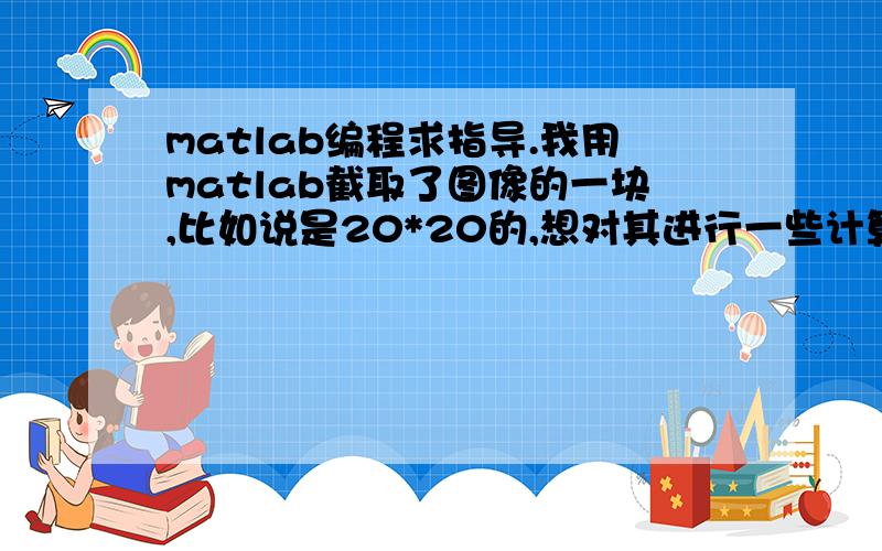 matlab编程求指导.我用matlab截取了图像的一块,比如说是20*20的,想对其进行一些计算