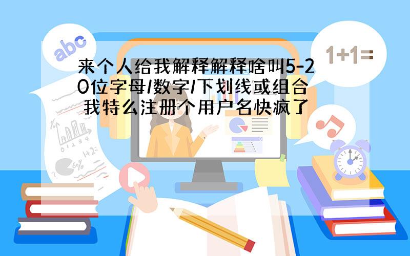 来个人给我解释解释啥叫5-20位字母/数字/下划线或组合 我特么注册个用户名快疯了