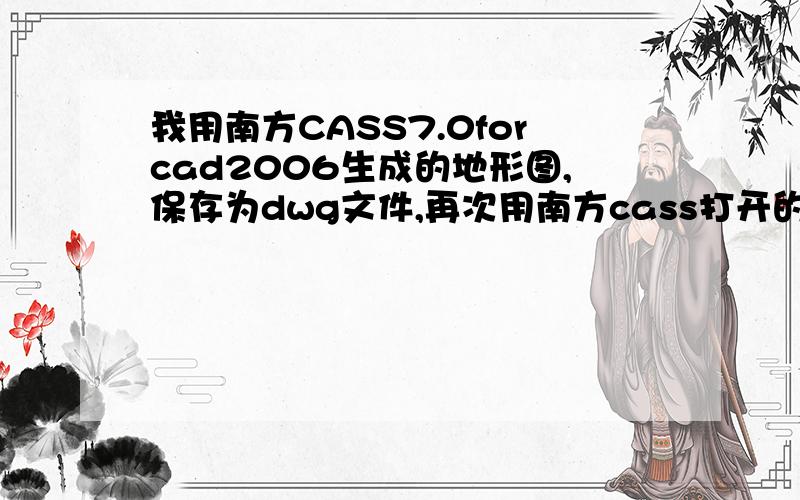 我用南方CASS7.0forcad2006生成的地形图,保存为dwg文件,再次用南方cass打开的时候,就提示图形文件无