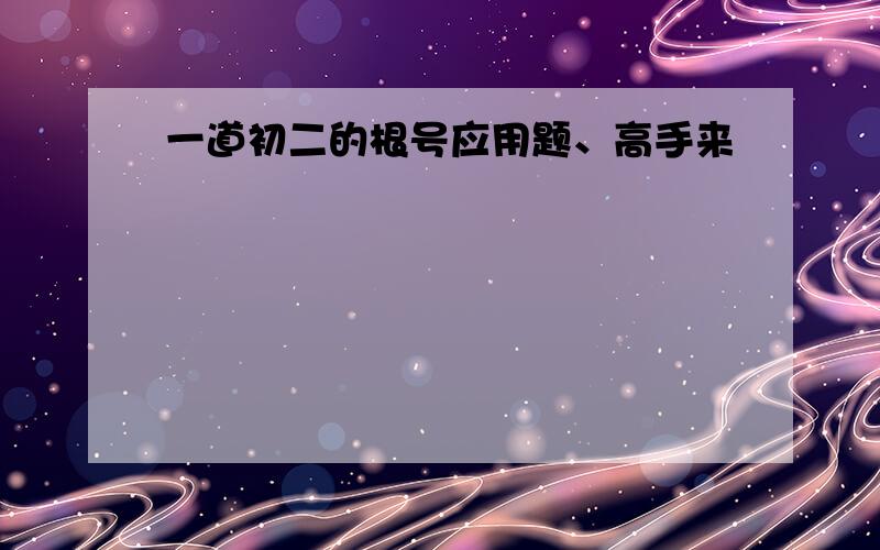 一道初二的根号应用题、高手来