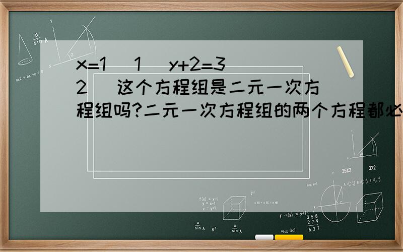 x=1 （1） y+2=3（2） 这个方程组是二元一次方程组吗?二元一次方程组的两个方程都必须含有两个未知数吗?