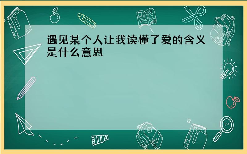 遇见某个人让我读懂了爱的含义是什么意思