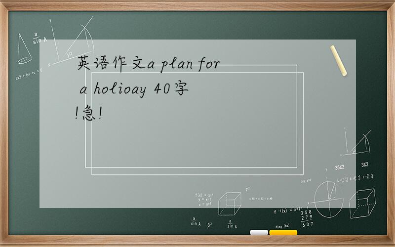 英语作文a plan for a holioay 40字!急!