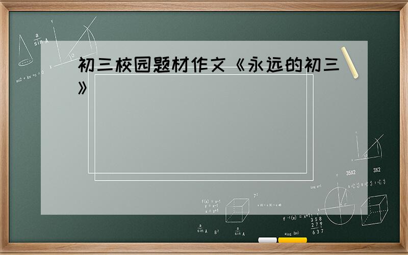 初三校园题材作文《永远的初三》