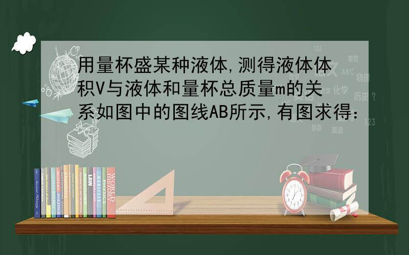 用量杯盛某种液体,测得液体体积V与液体和量杯总质量m的关系如图中的图线AB所示,有图求得：