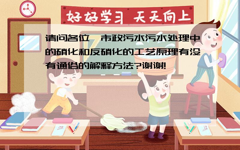 请问各位,市政污水污水处理中的硝化和反硝化的工艺原理有没有通俗的解释方法?谢谢!