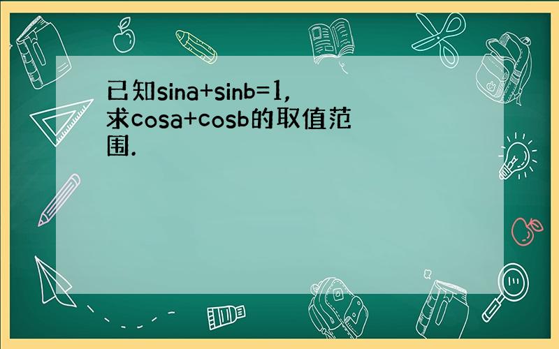 已知sina+sinb=1,求cosa+cosb的取值范围.