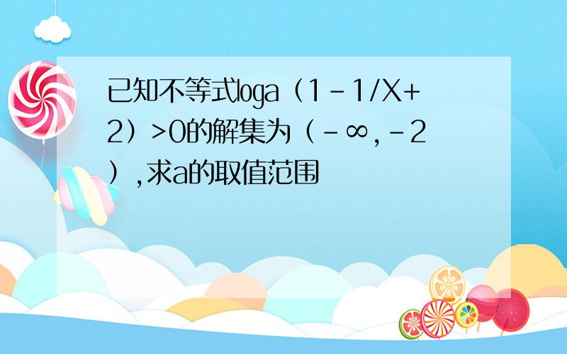 已知不等式㏒a（1-1/X+2）>0的解集为（-∞,-2）,求a的取值范围