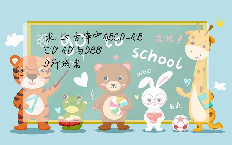 求:正方体中ABCD-A'B'C'D' AD'与DBB'D'所成角