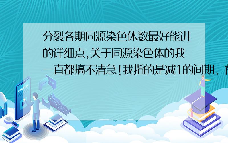 分裂各期同源染色体数最好能讲的详细点,关于同源染色体的我一直都搞不清急!我指的是减1的间期、前期、中期、后期、末期、和减