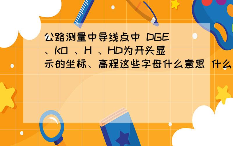 公路测量中导线点中 DGE 、KO 、H 、HD为开头显示的坐标、高程这些字母什么意思 什么的简称.