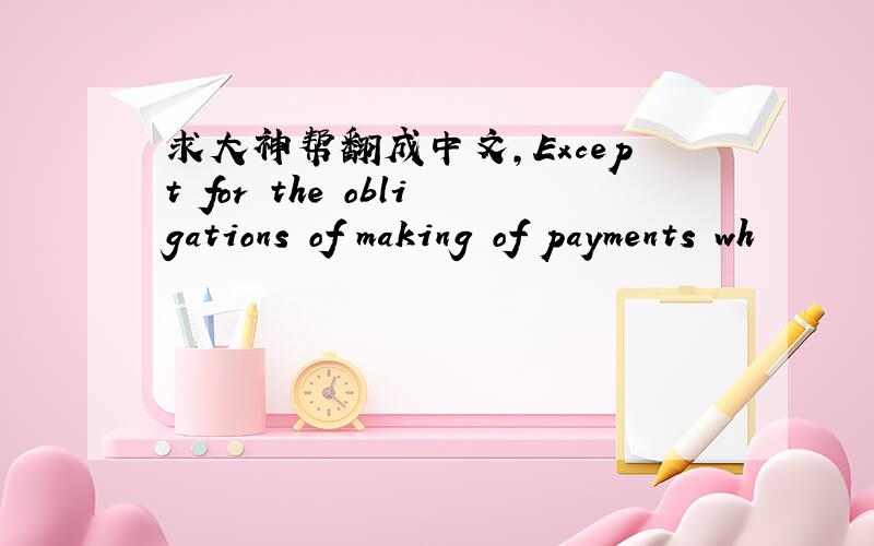 求大神帮翻成中文,Except for the obligations of making of payments wh