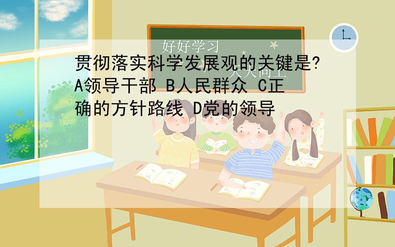 贯彻落实科学发展观的关键是?A领导干部 B人民群众 C正确的方针路线 D党的领导