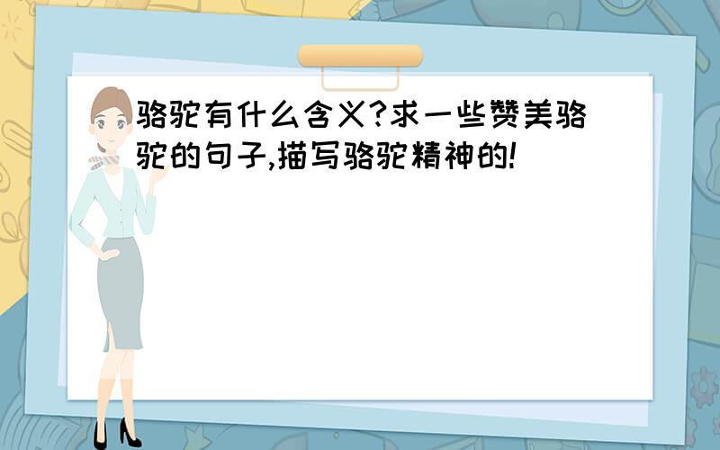 骆驼有什么含义?求一些赞美骆驼的句子,描写骆驼精神的!