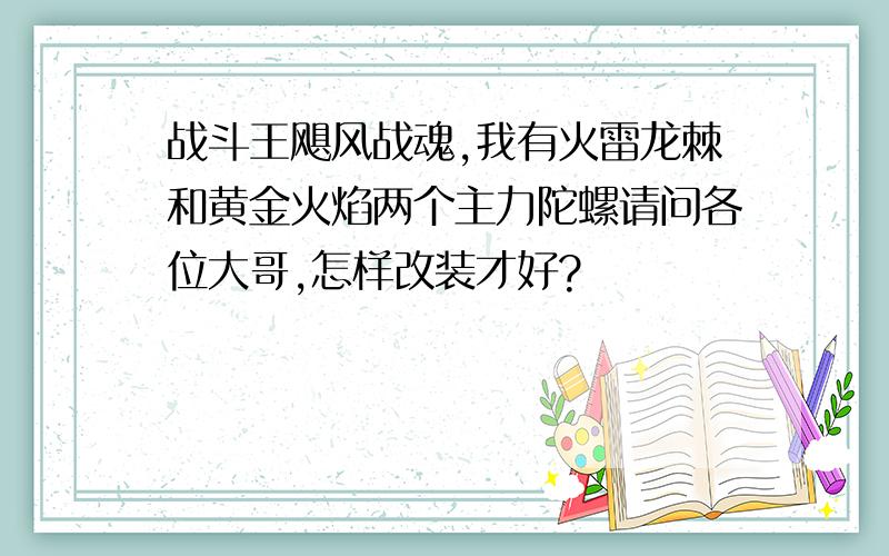 战斗王飓风战魂,我有火雷龙棘和黄金火焰两个主力陀螺请问各位大哥,怎样改装才好?