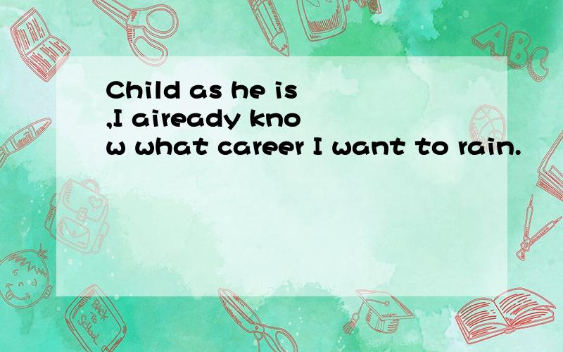 Child as he is,I aiready know what career I want to rain.