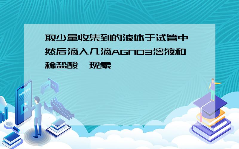 取少量收集到的液体于试管中,然后滴入几滴AGNO3溶液和稀盐酸,现象