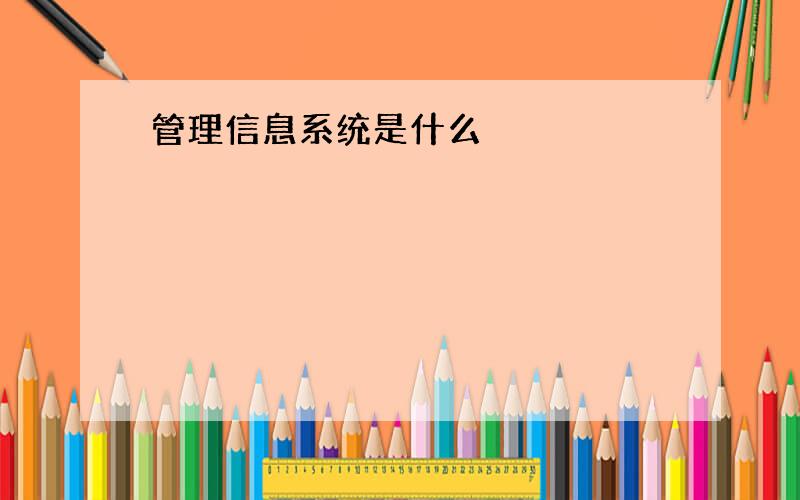 管理信息系统是什么