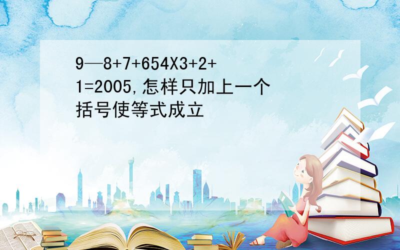 9—8+7+654X3+2+1=2005,怎样只加上一个括号使等式成立