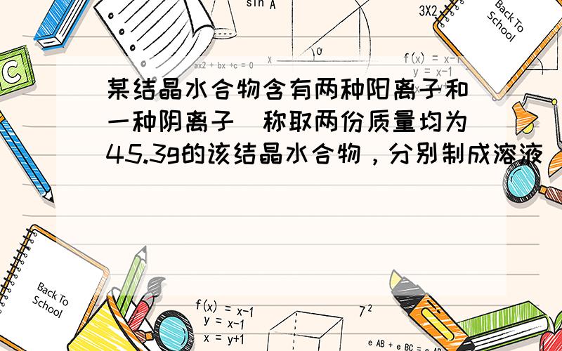 某结晶水合物含有两种阳离子和一种阴离子．称取两份质量均为45.3g的该结晶水合物，分别制成溶液．向其中一份逐滴加入NaO