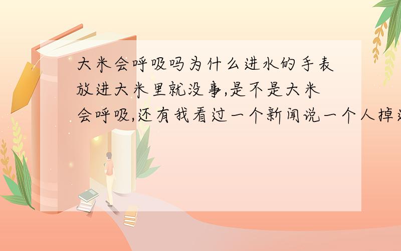 大米会呼吸吗为什么进水的手表放进大米里就没事,是不是大米会呼吸,还有我看过一个新闻说一个人掉进粮仓里,呼吸会困难