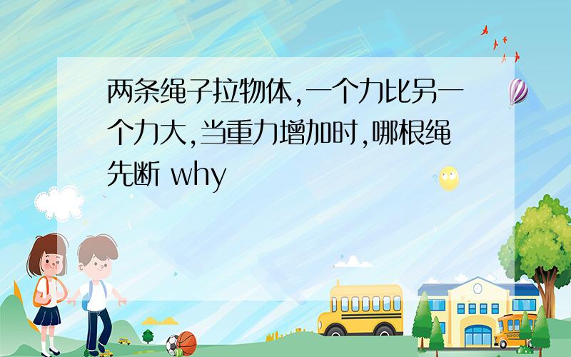 两条绳子拉物体,一个力比另一个力大,当重力增加时,哪根绳先断 why