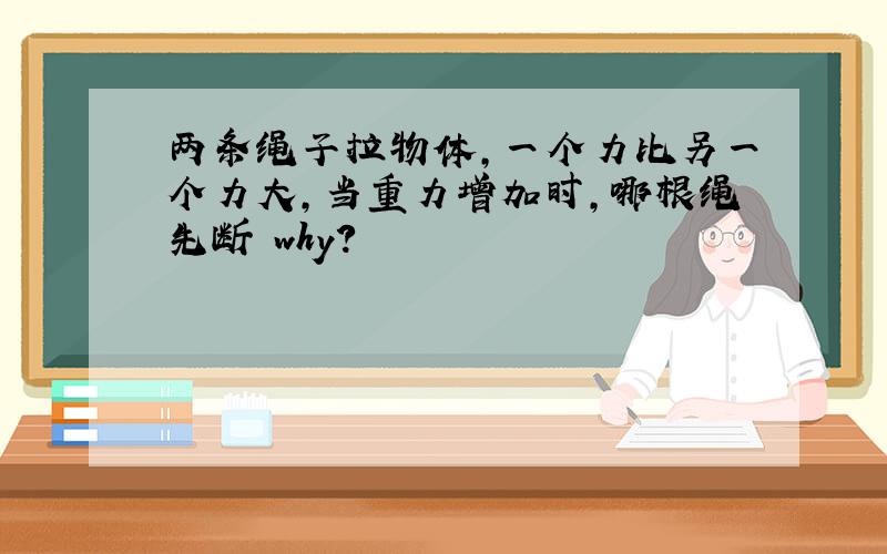 两条绳子拉物体,一个力比另一个力大,当重力增加时,哪根绳先断 why?