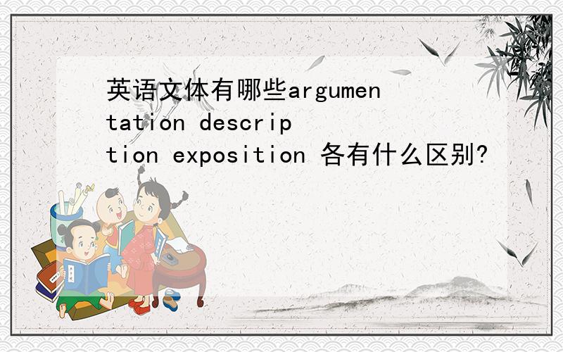 英语文体有哪些argumentation description exposition 各有什么区别?