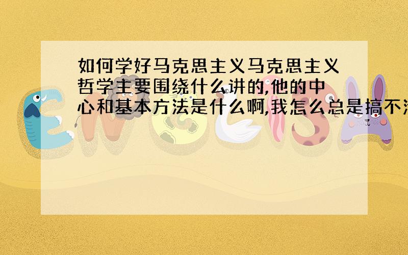 如何学好马克思主义马克思主义哲学主要围绕什么讲的,他的中心和基本方法是什么啊,我怎么总是搞不清楚啊,所有的知识点贯通不起