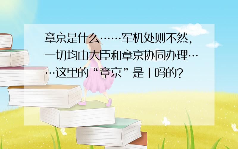 章京是什么……军机处则不然,一切均由大臣和章京协同办理……这里的“章京”是干吗的?