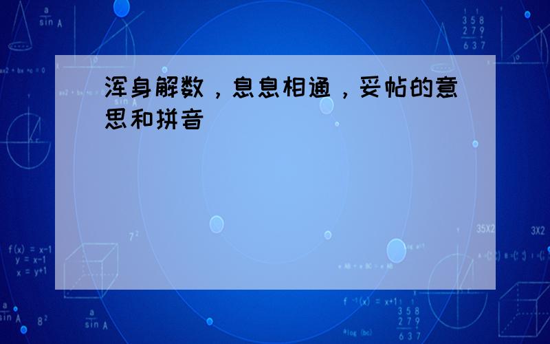 浑身解数，息息相通，妥帖的意思和拼音