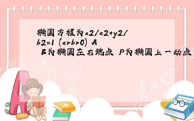 椭圆方程为x2/a2+y2/b2=1 (a>b>0) A B为椭圆左右端点 P为椭圆上一动点 求证角APB最大时 P在短