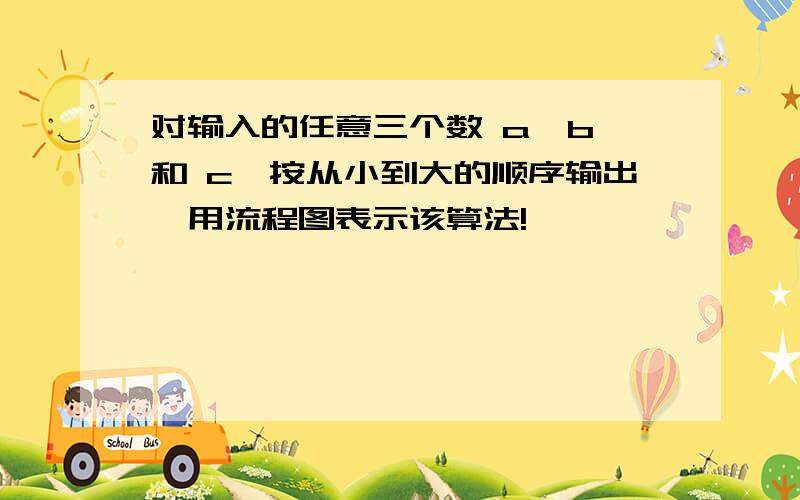 对输入的任意三个数 a、b 和 c,按从小到大的顺序输出,用流程图表示该算法!