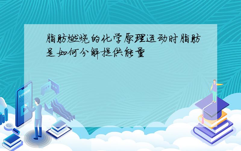 脂肪燃烧的化学原理运动时脂肪是如何分解提供能量