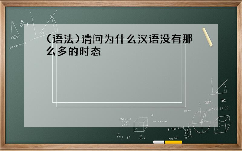 (语法)请问为什么汉语没有那么多的时态