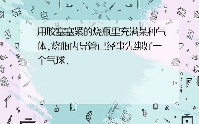 用胶塞塞紧的烧瓶里充满某种气体,烧瓶内导管已经事先绑好一个气球.