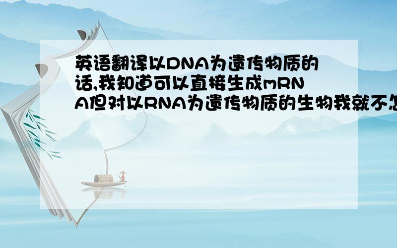 英语翻译以DNA为遗传物质的话,我知道可以直接生成mRNA但对以RNA为遗传物质的生物我就不怎么搞得懂,不要找一些很高深