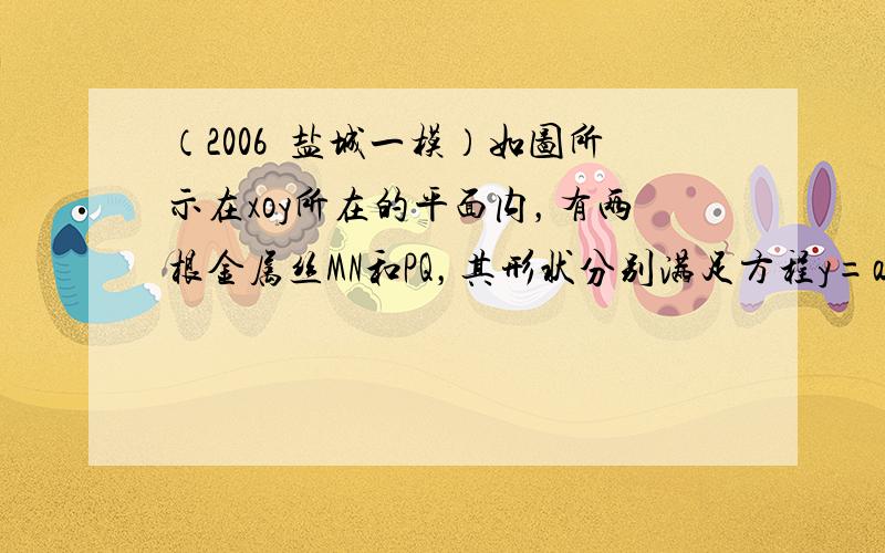 （2006•盐城一模）如图所示在xoy所在的平面内，有两根金属丝MN和PQ，其形状分别满足方程y=asin2πxλ和y=