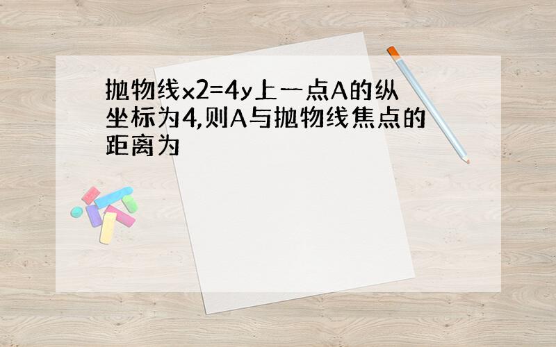 抛物线x2=4y上一点A的纵坐标为4,则A与抛物线焦点的距离为