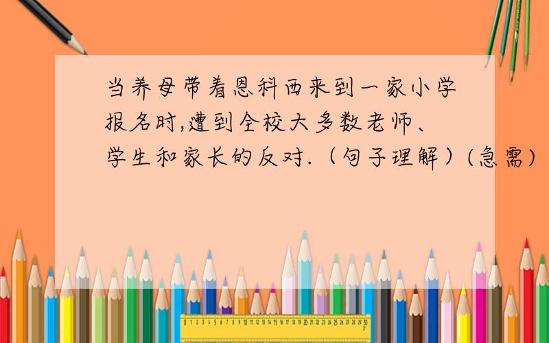 当养母带着恩科西来到一家小学报名时,遭到全校大多数老师、学生和家长的反对.（句子理解）(急需)