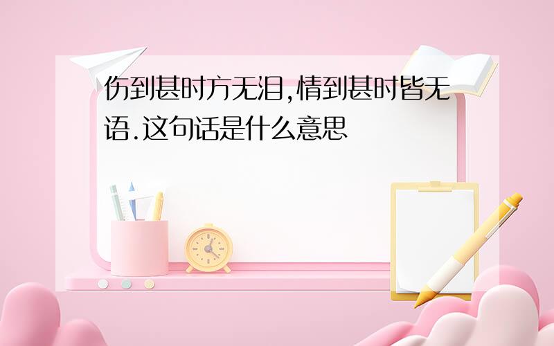 伤到甚时方无泪,情到甚时皆无语.这句话是什么意思