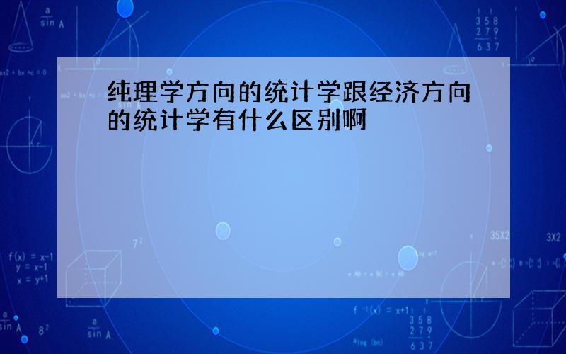 纯理学方向的统计学跟经济方向的统计学有什么区别啊