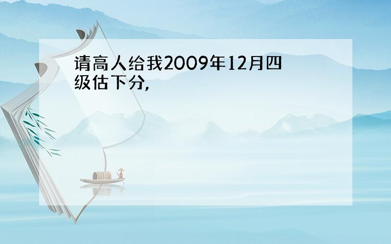 请高人给我2009年12月四级估下分,