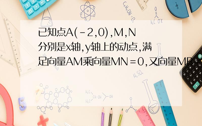 已知点A(-2,0),M,N分别是x轴,y轴上的动点,满足向量AM乘向量MN＝0,又向量MB＝向量BN