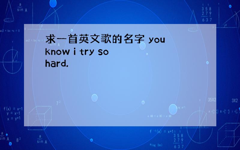 求一首英文歌的名字 you know i try so hard.