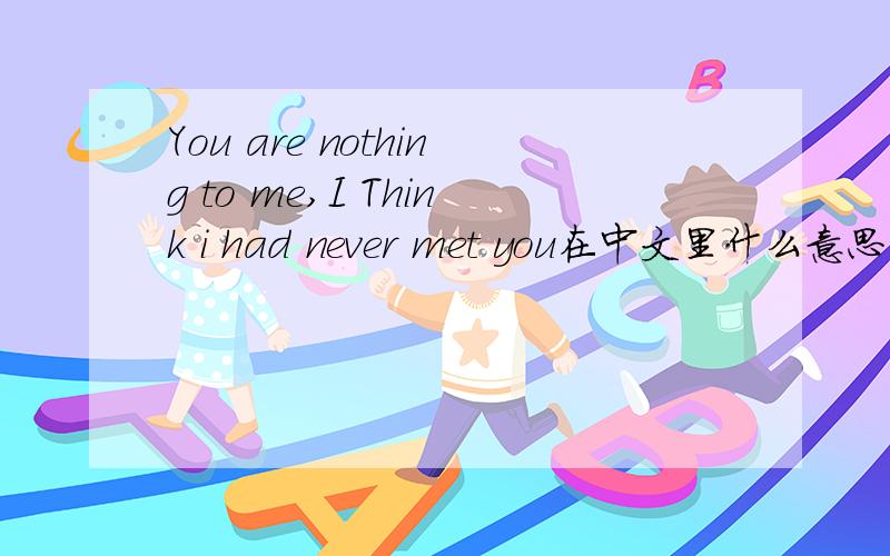 You are nothing to me,I Think i had never met you在中文里什么意思